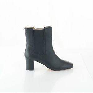 J. Crew Willa Leather Stacked-Heel Boots Black New